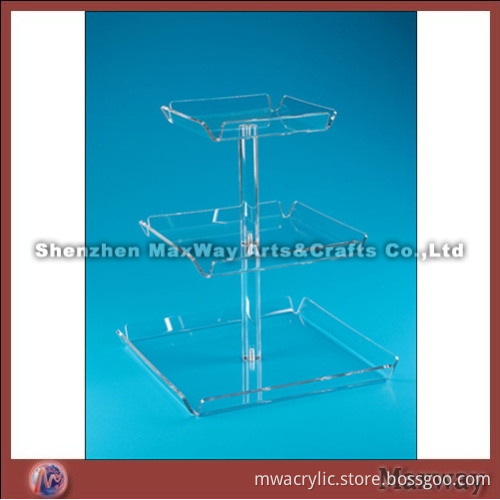 Clear Square Promotional 3 Tiers Acrylic Birthday Cakes Display Stand Rack